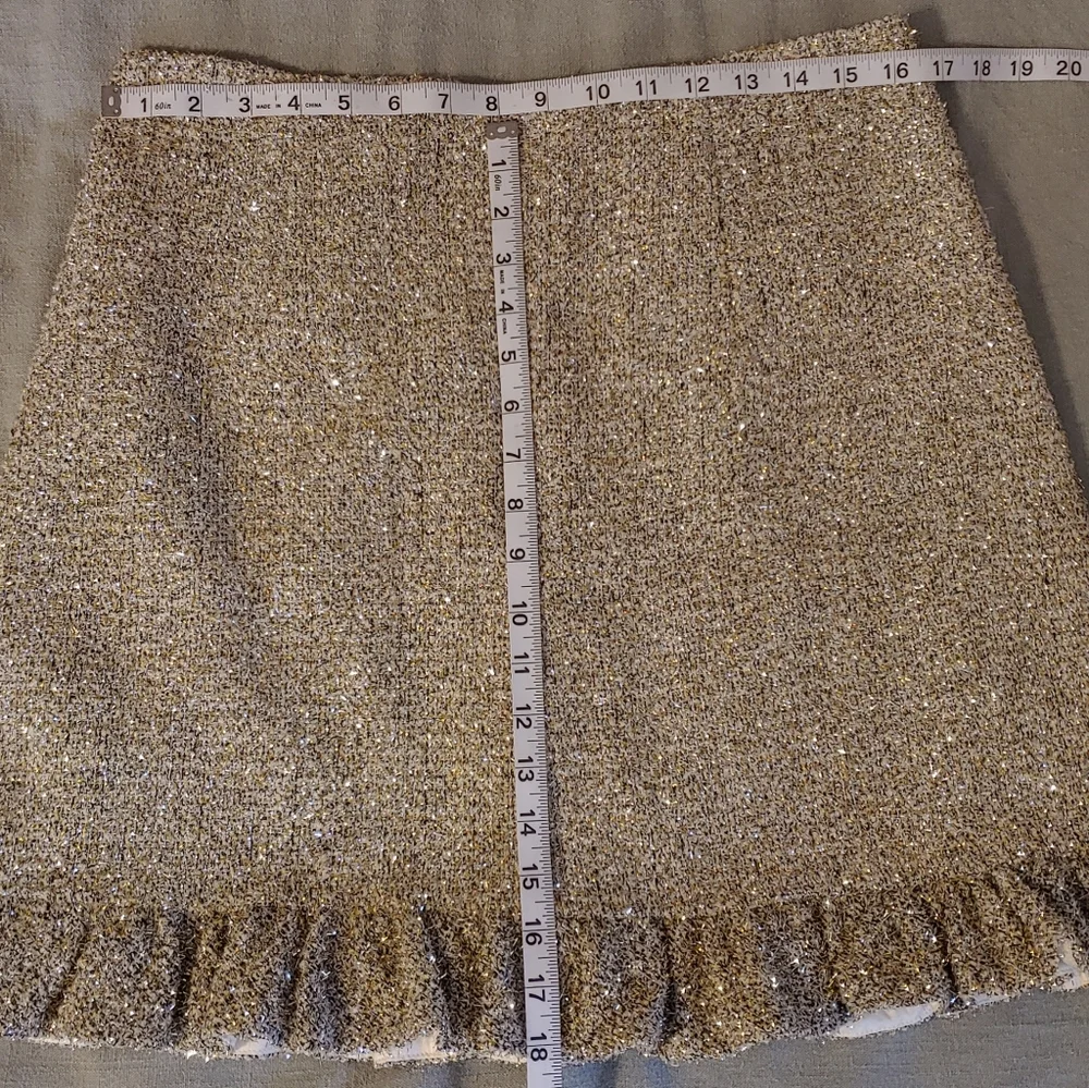 Kate Spade New Yorker Silver Metallic Tweed Skirt So Sparkly Size 14 NWOT